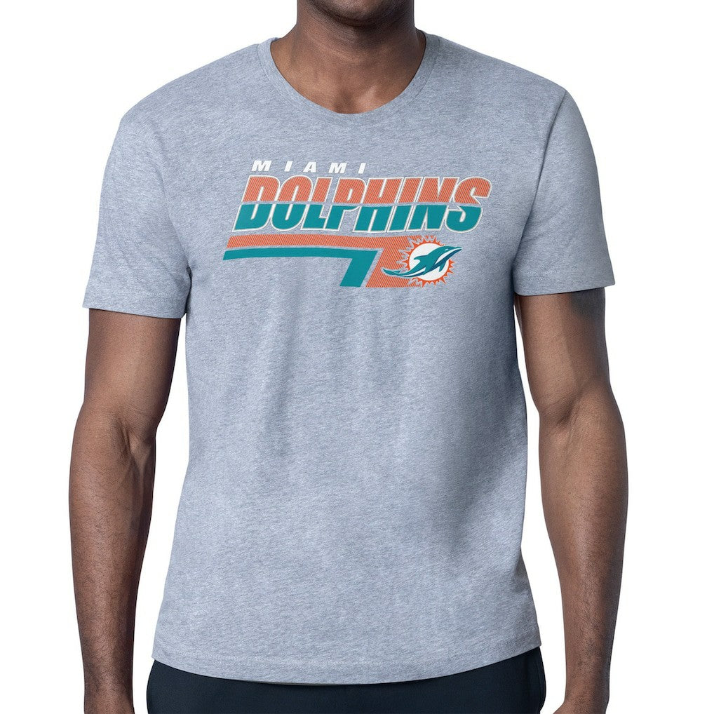 Miami Dolphins Starter Logo Push Graphic T-Shirt - Heather Gray discount