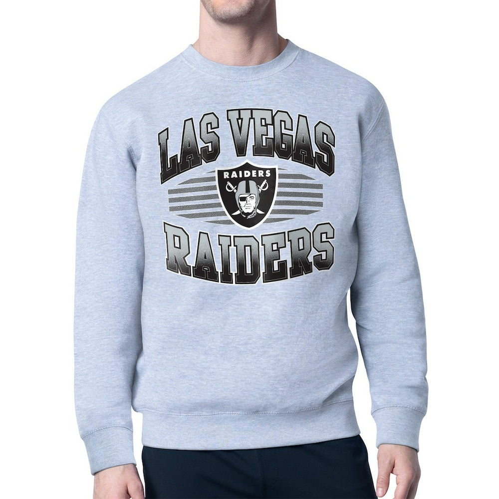 Las Vegas Raiders Starter Team Grit Graphic Fleece Pullover Sweatshirt - Heather Gray cheap