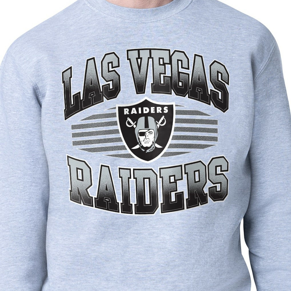 Las Vegas Raiders Starter Team Grit Graphic Fleece Pullover Sweatshirt - Heather Gray cheap