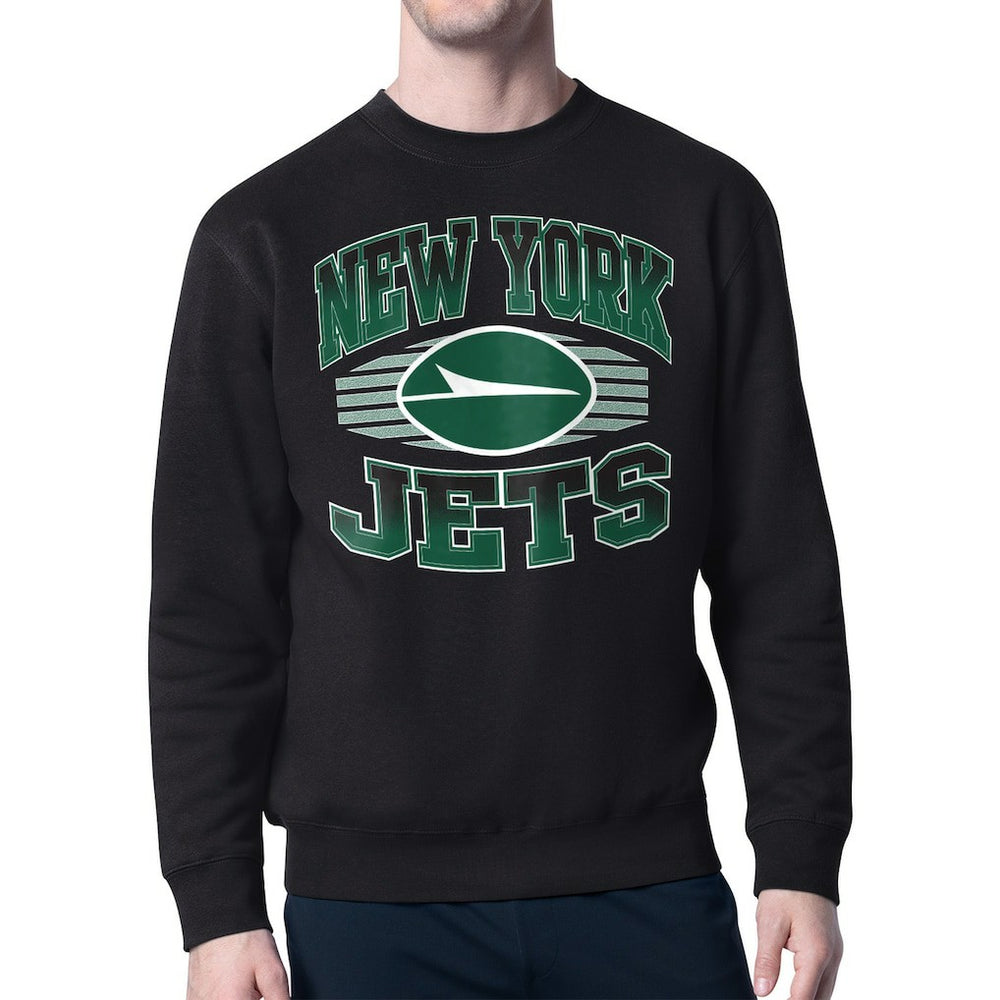 New York Jets Starter Team Grit Graphic Fleece Pullover Sweatshirt - Black outlet