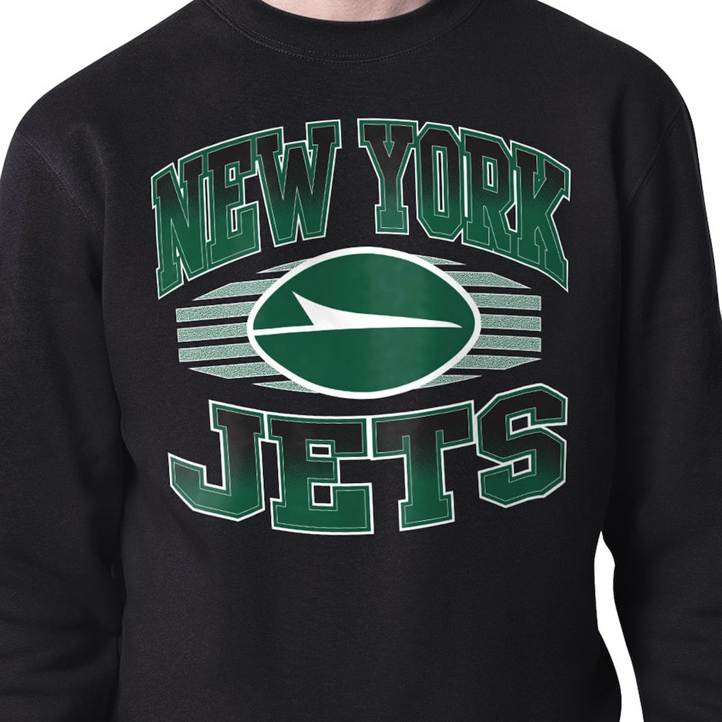New York Jets Starter Team Grit Graphic Fleece Pullover Sweatshirt - Black outlet
