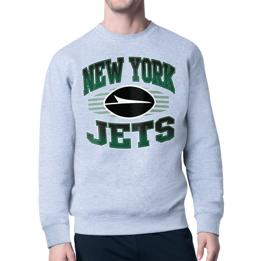 New York Jets Starter Team Grit Graphic Fleece Pullover Sweatshirt - Heather Gray outlet