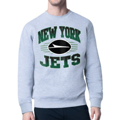 New York Jets Starter Team Grit Graphic Fleece Pullover Sweatshirt - Heather Gray outlet