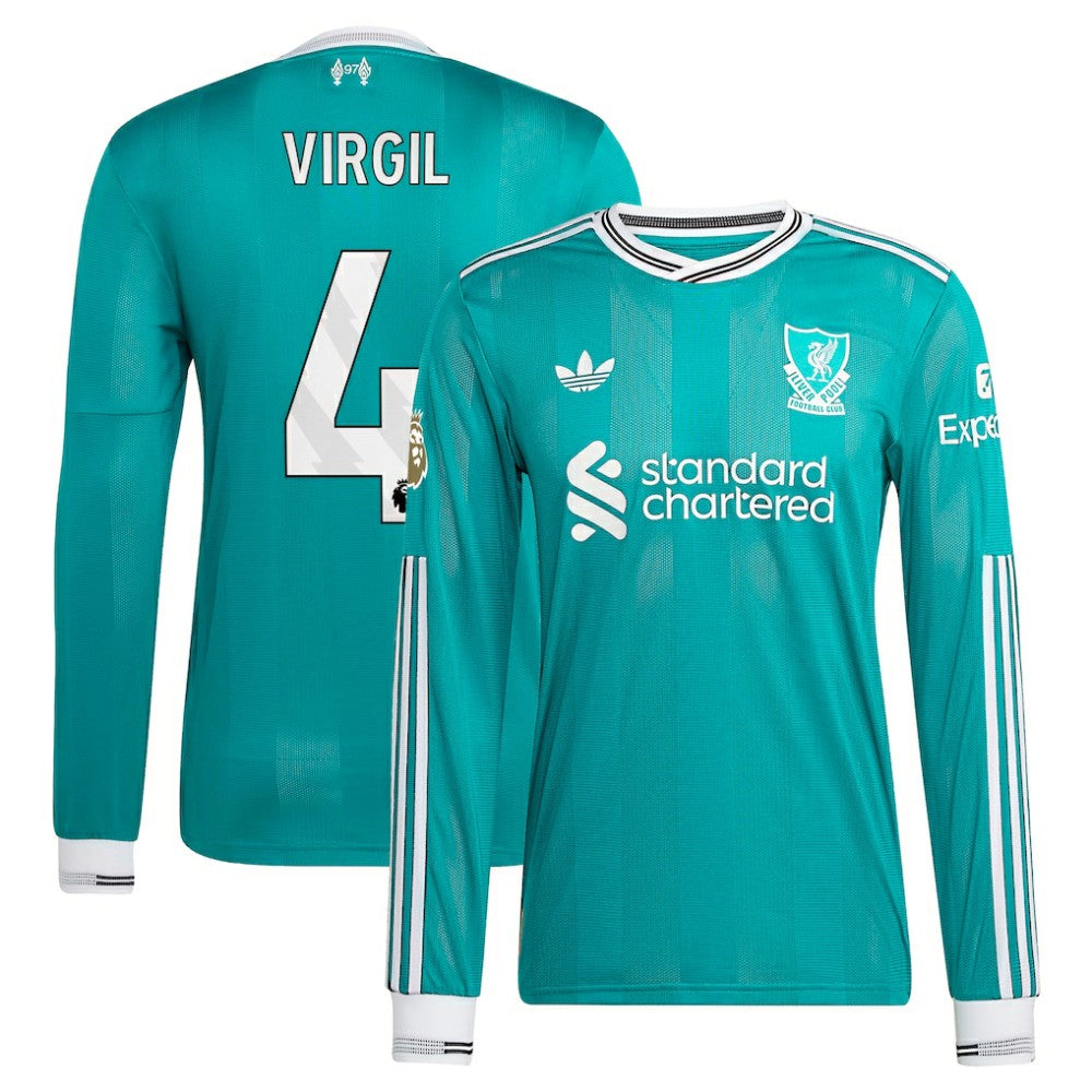 Virgil van Dijk Liverpool 2025/26 Third Long Sleeve Player Jersey - Green on sale