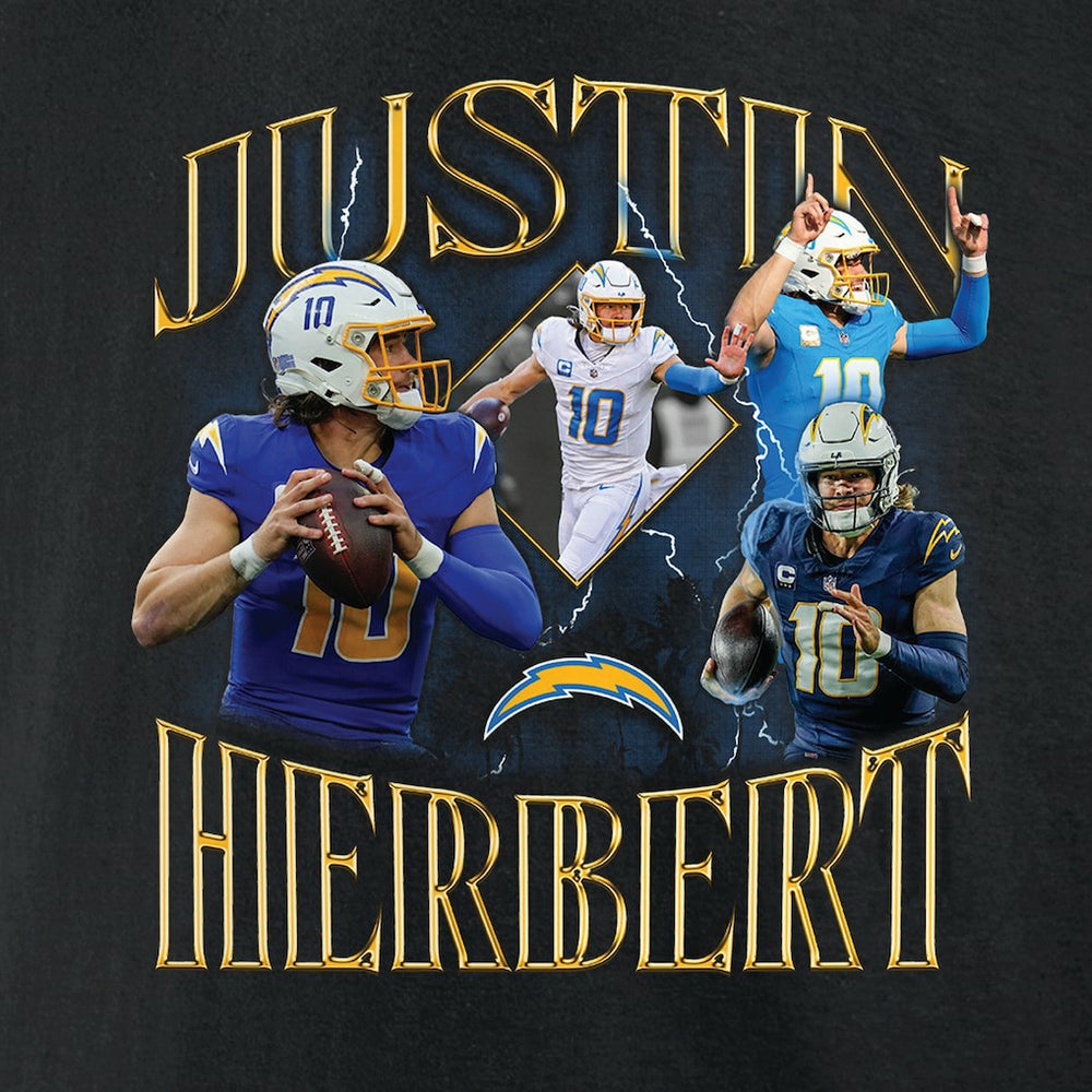 Justin Herbert Los Angeles Chargers Notorious Graphic T-Shirt - Black cheap