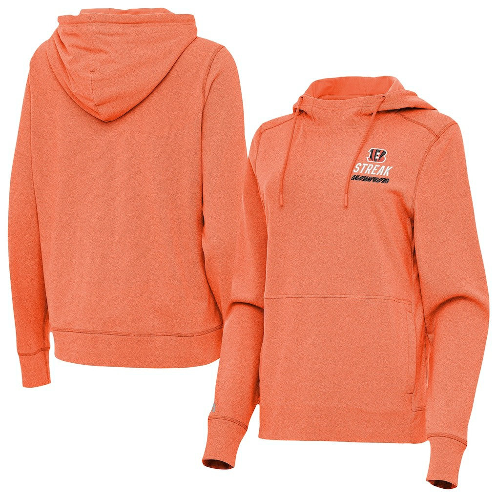 Cincinnati Bengals Antigua Women's Streak Justice Pullover Hoodie - Heather Orange for sale