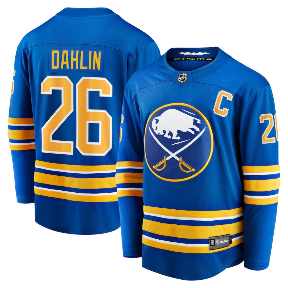 Rasmus Dahlin Buffalo Sabres Fanatics Home Captain Patch Breakaway Jersey - Royal Jerseys