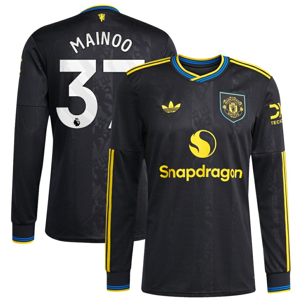 Kobbie Mainoo Manchester United 2025/26 Third Replica Long Sleeve Player Jersey - Black for sale