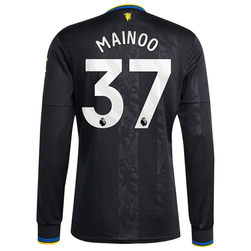 Kobbie Mainoo Manchester United 2025/26 Third Replica Long Sleeve Player Jersey - Black for sale