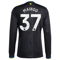 Kobbie Mainoo Manchester United 2025/26 Third Replica Long Sleeve Player Jersey - Black for sale