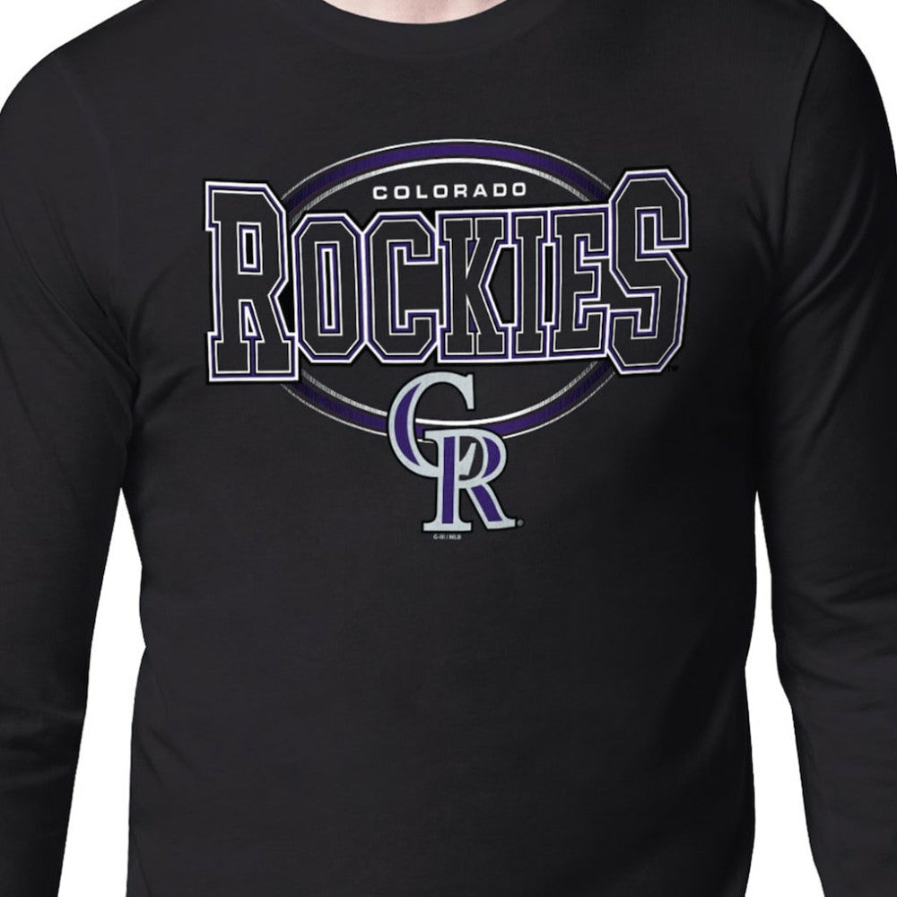 Colorado Rockies Starter Team Track Graphic Long Sleeve T-Shirt Black