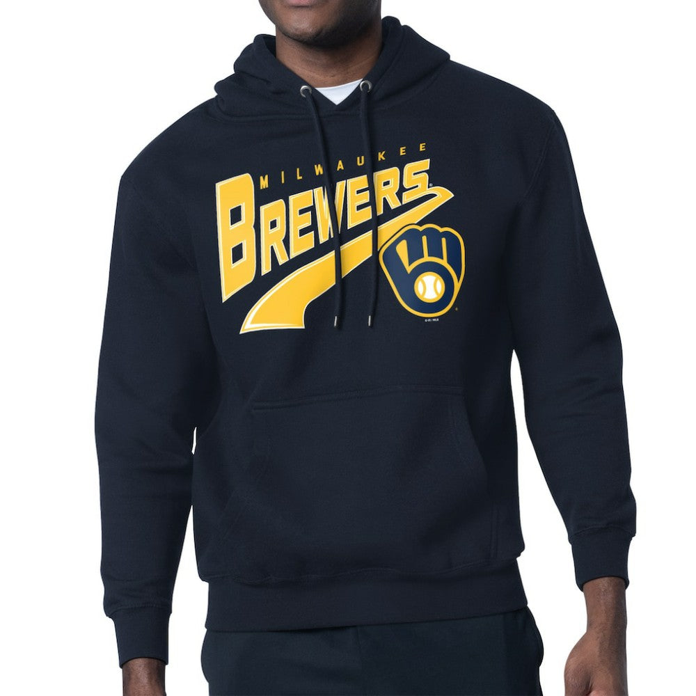 Milwaukee Brewers Starter Modern Tailsweep Fleece Tri-Blend Pullover Hoodie Navy
