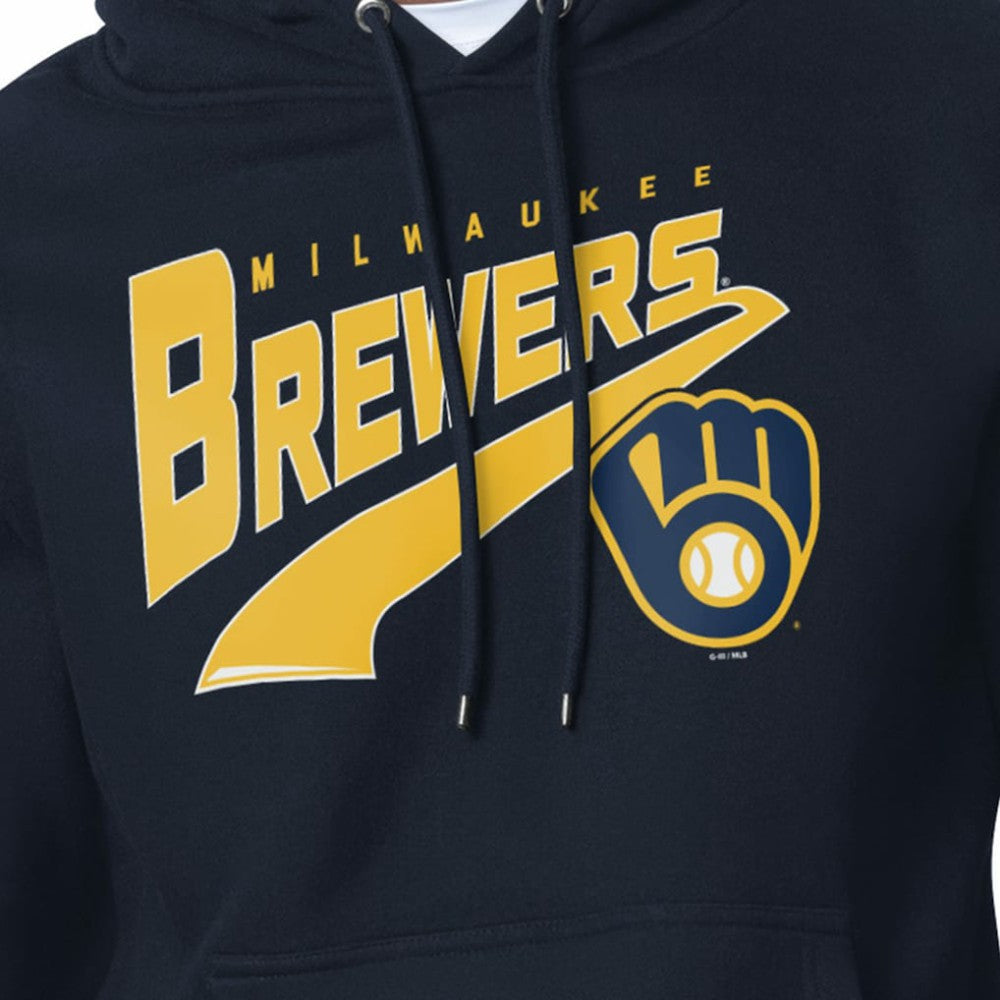 Milwaukee Brewers Starter Modern Tailsweep Fleece Tri-Blend Pullover Hoodie Navy