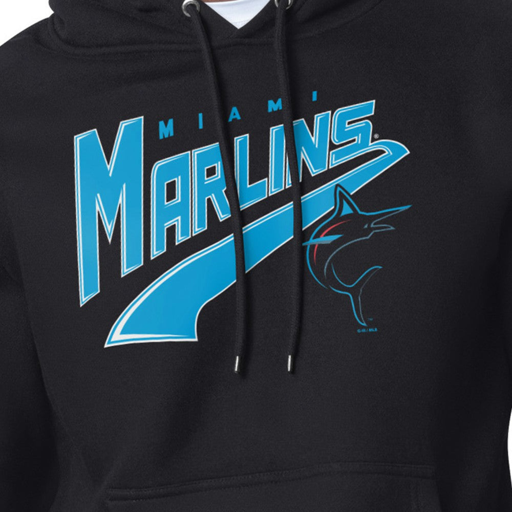 Miami Marlins Starter Modern Tailsweep Fleece Tri-Blend Pullover Hoodie Black