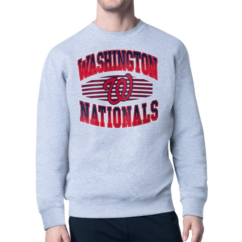 Washington Nationals Starter Team Grit Graphic Fleece Pullover Sweatshirt Heather Gray