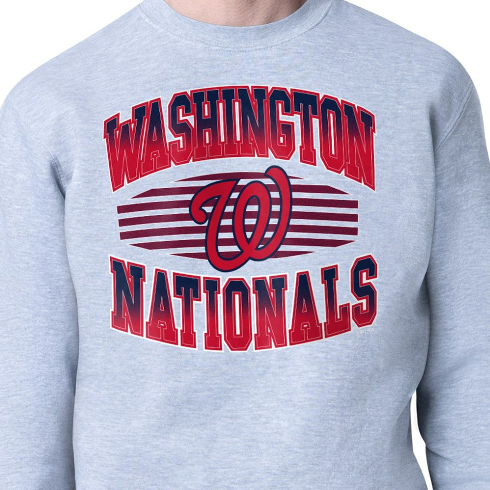 Washington Nationals Starter Team Grit Graphic Fleece Pullover Sweatshirt Heather Gray