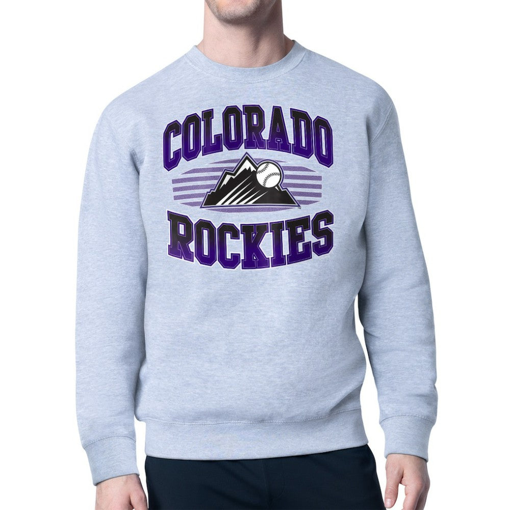 Colorado Rockies Starter Team Grit Graphic Fleece Pullover Sweatshirt Heather Gray