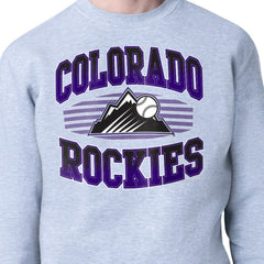 Colorado Rockies Starter Team Grit Graphic Fleece Pullover Sweatshirt Heather Gray