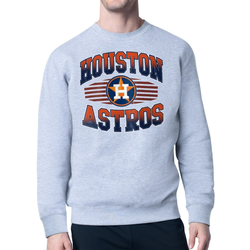 Houston Astros Starter Team Grit Graphic Fleece Pullover Sweatshirt Heather Gray