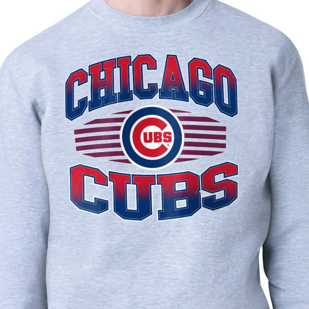 Chicago Cubs Starter Team Grit Graphic Fleece Pullover Sweatshirt Heather Gray