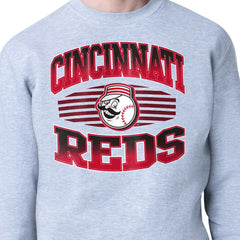 Cincinnati Reds Starter Team Grit Graphic Fleece Pullover Sweatshirt Heather Gray