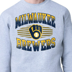 Milwaukee Brewers Starter Team Grit Graphic Fleece Pullover Sweatshirt Heather Gray