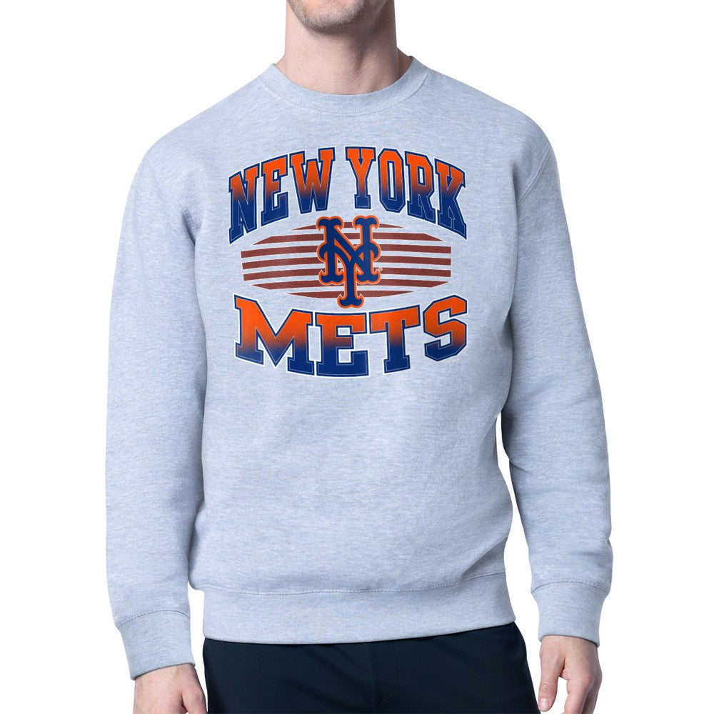 New York Mets Starter Team Grit Graphic Fleece Pullover Sweatshirt Heather Gray