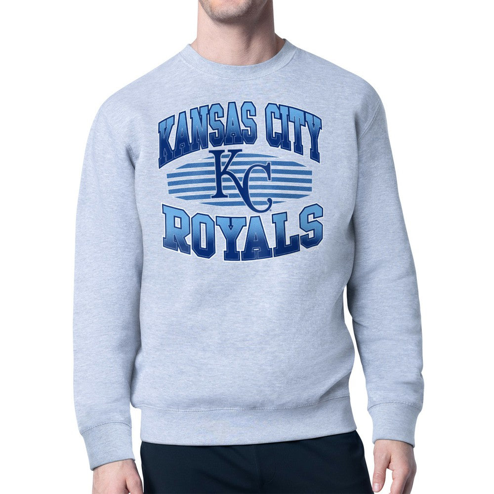 Kansas City Royals Starter Team Grit Graphic Fleece Pullover Sweatshirt Heather Gray