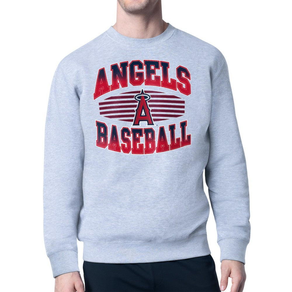 Los Angeles Angels Starter Team Grit Graphic Fleece Pullover Sweatshirt Heather Gray