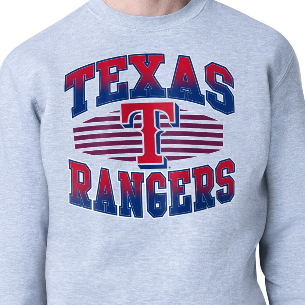 Texas Rangers Starter Team Grit Graphic Fleece Pullover Sweatshirt Heather Gray