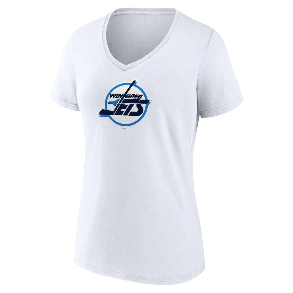 Winnipeg Jets Women's Primary Logo V-Neck T-Shirt - White T-shirts