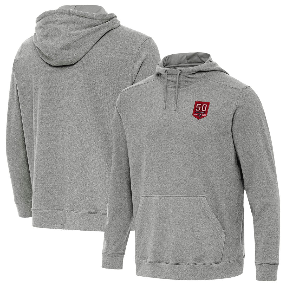 Tampa Bay Buccaneers Antigua 50th Season Cloud Hoodie - Heather Black discount