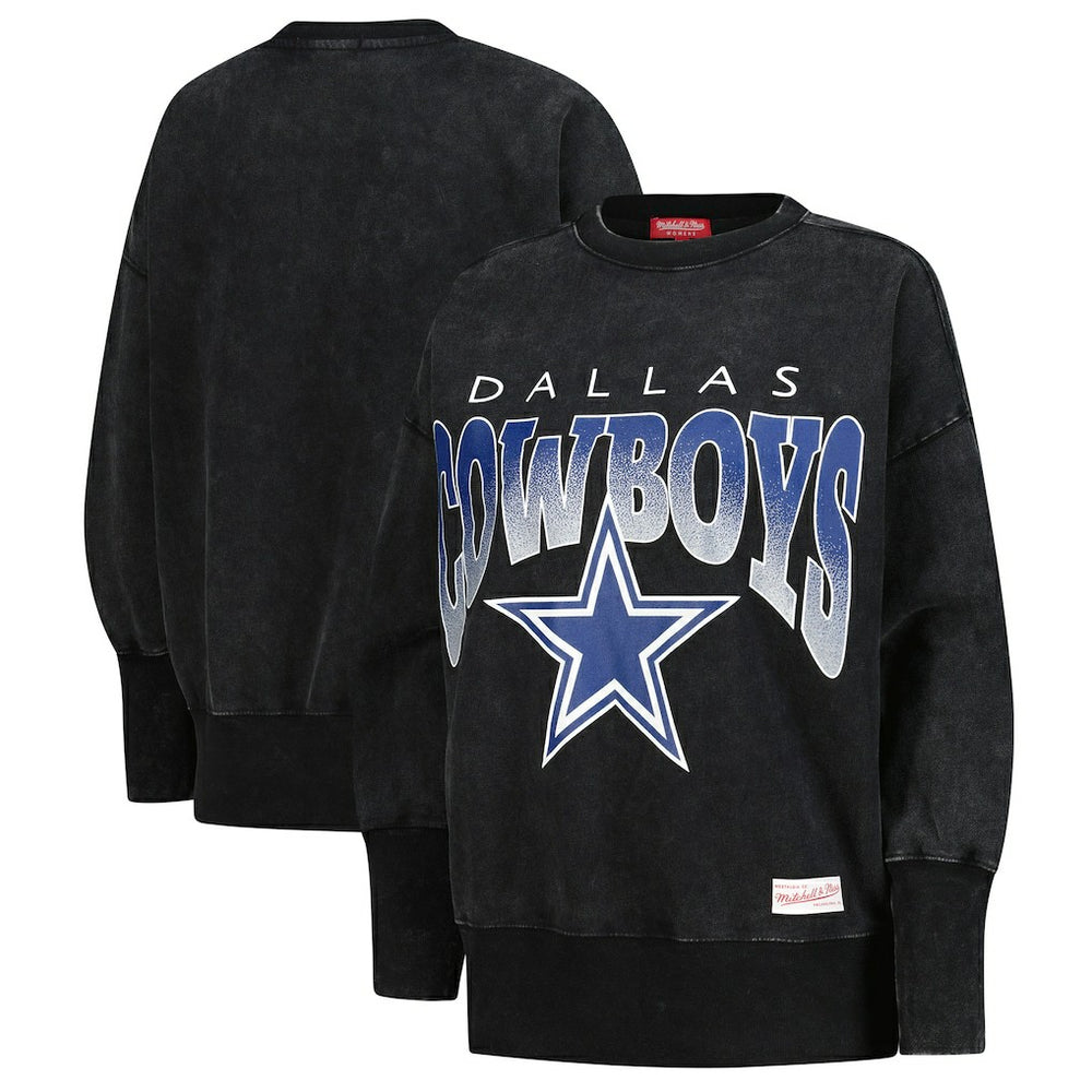 Dallas Cowboys Women's Delineate Mineral Wash Crewneck Sweatshirt - Black discount