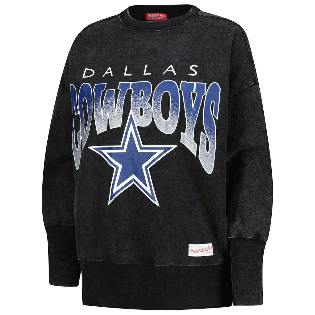 Dallas Cowboys Women's Delineate Mineral Wash Crewneck Sweatshirt - Black discount
