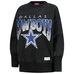 Dallas Cowboys Women's Delineate Mineral Wash Crewneck Sweatshirt - Black discount