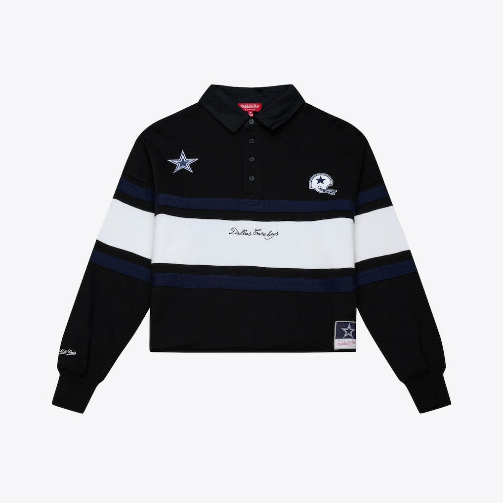 Dallas Cowboys Women's Cropped Long Sleeve Rugby Polo - Black online