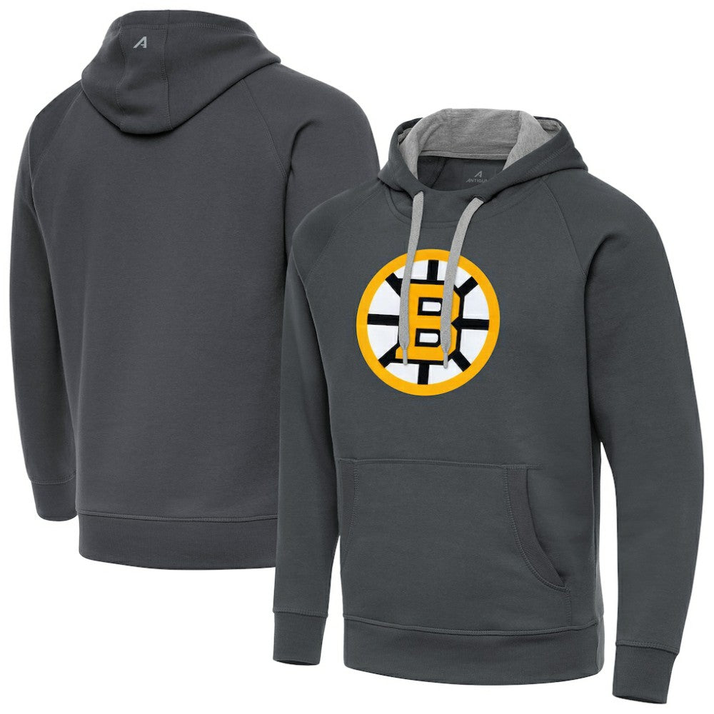Boston Bruins Antigua Victory Pullover Hoodie - Charcoal Hoodies