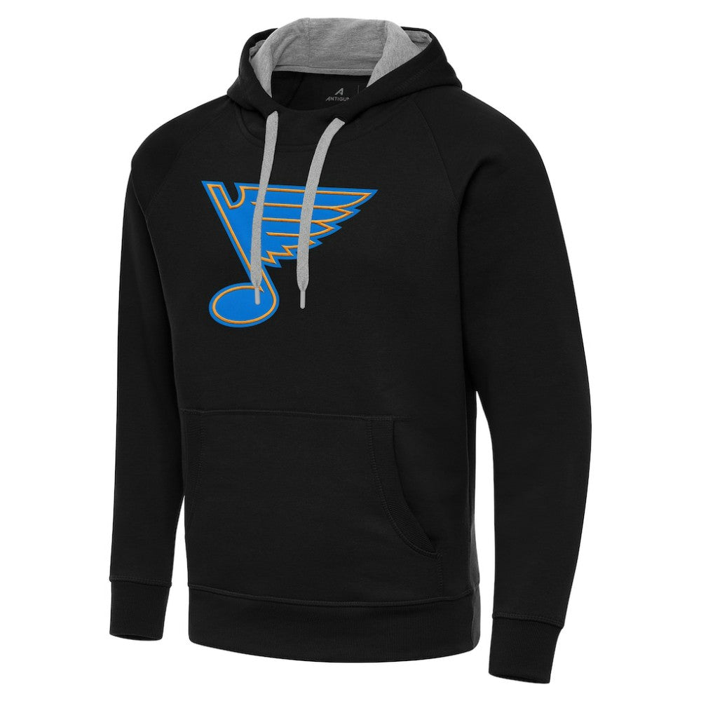 St. Louis Blues Antigua Victory Pullover Hoodie - Black Hoodies