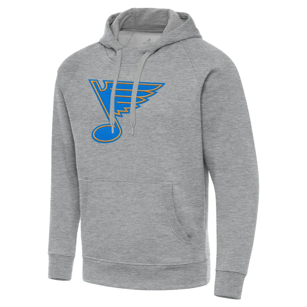 St. Louis Blues Antigua Victory Pullover Hoodie - Heather Gray Hoodies