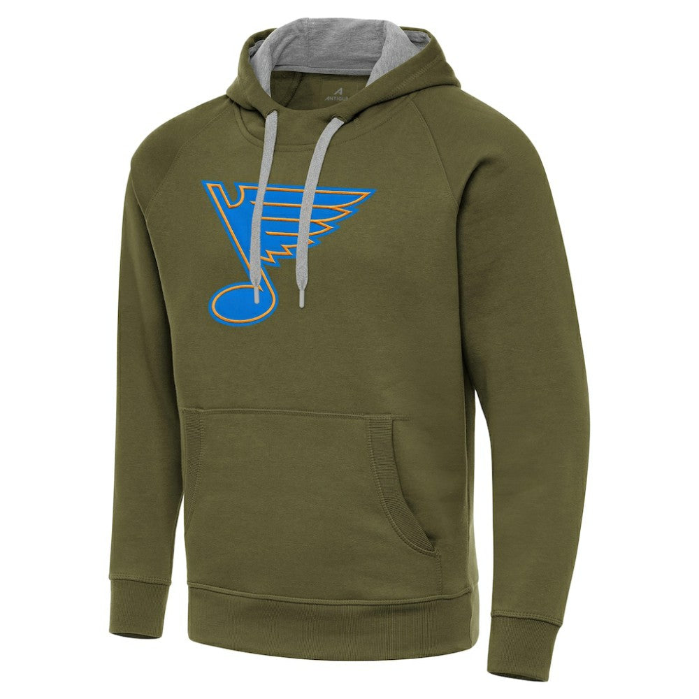 St. Louis Blues Antigua Victory Pullover Hoodie - Olive Hoodies