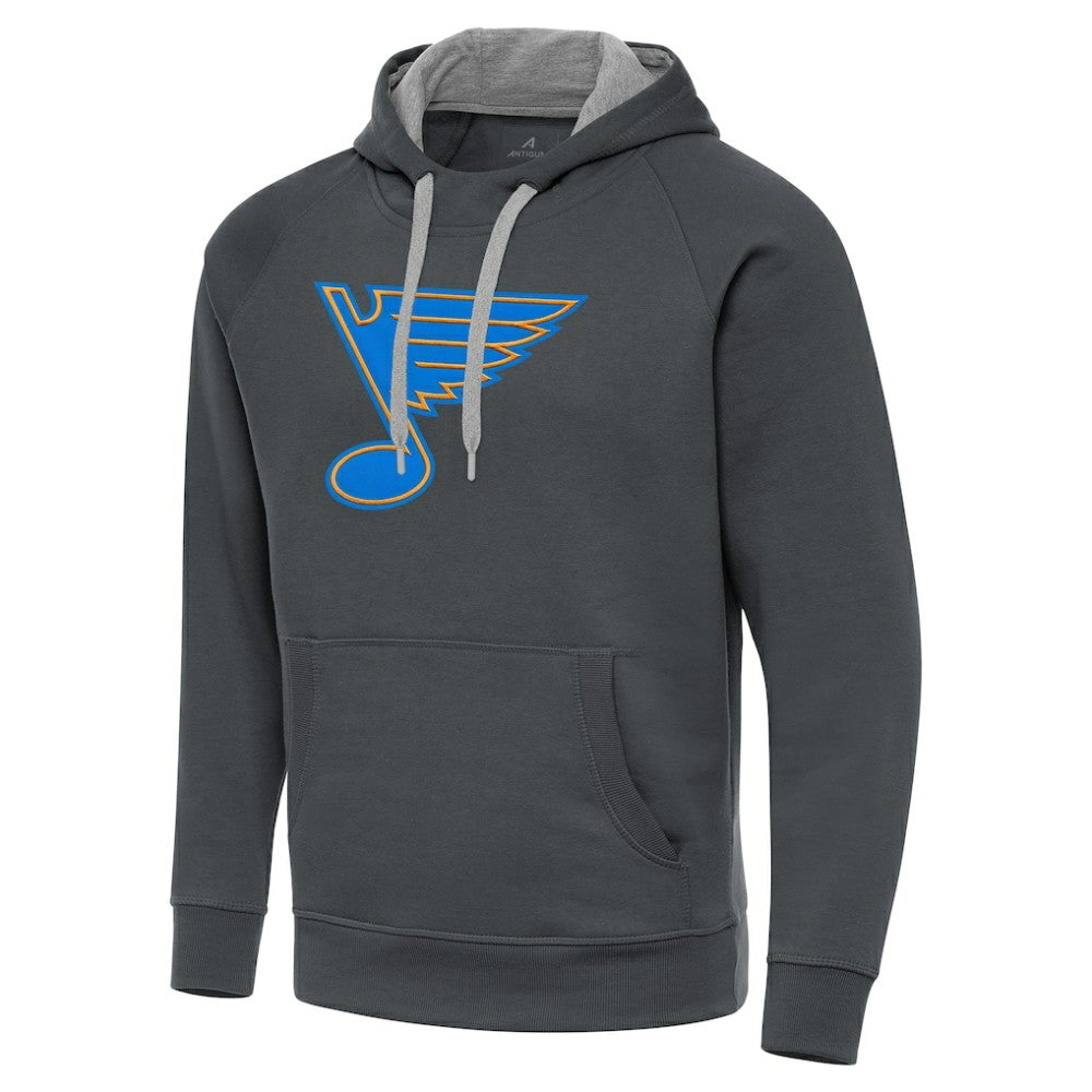 St. Louis Blues Antigua Victory Pullover Hoodie - Charcoal Hoodies