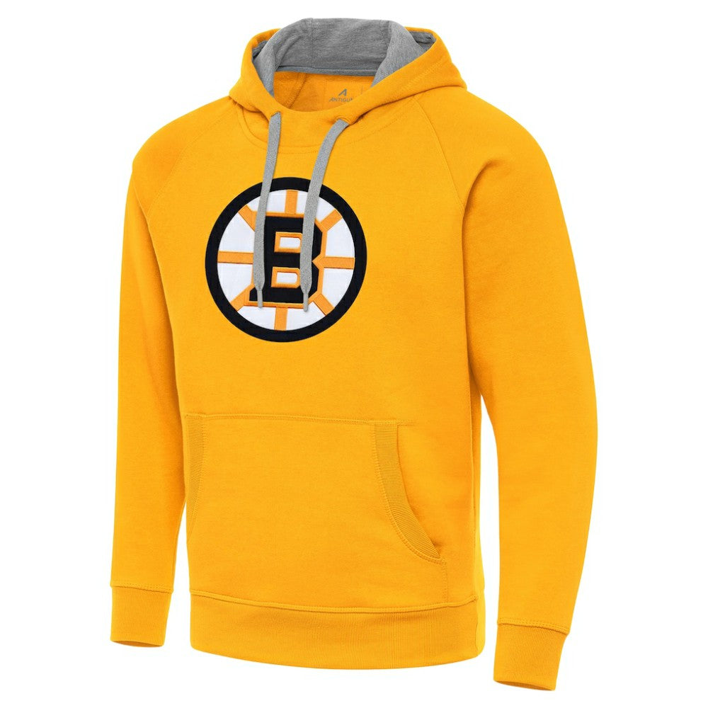 Boston Bruins Antigua Victory Pullover Hoodie - Gold Hoodies