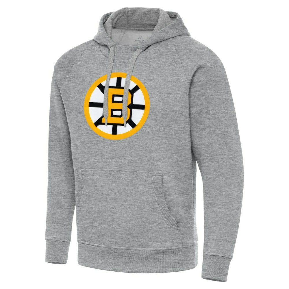 Boston Bruins Antigua Victory Pullover Hoodie - Heather Gray Hoodies