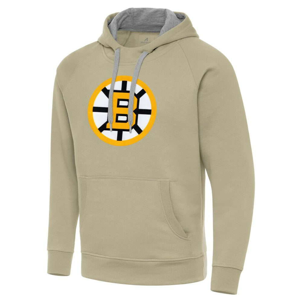 Boston Bruins Antigua Victory Pullover Hoodie - Khaki Hoodies