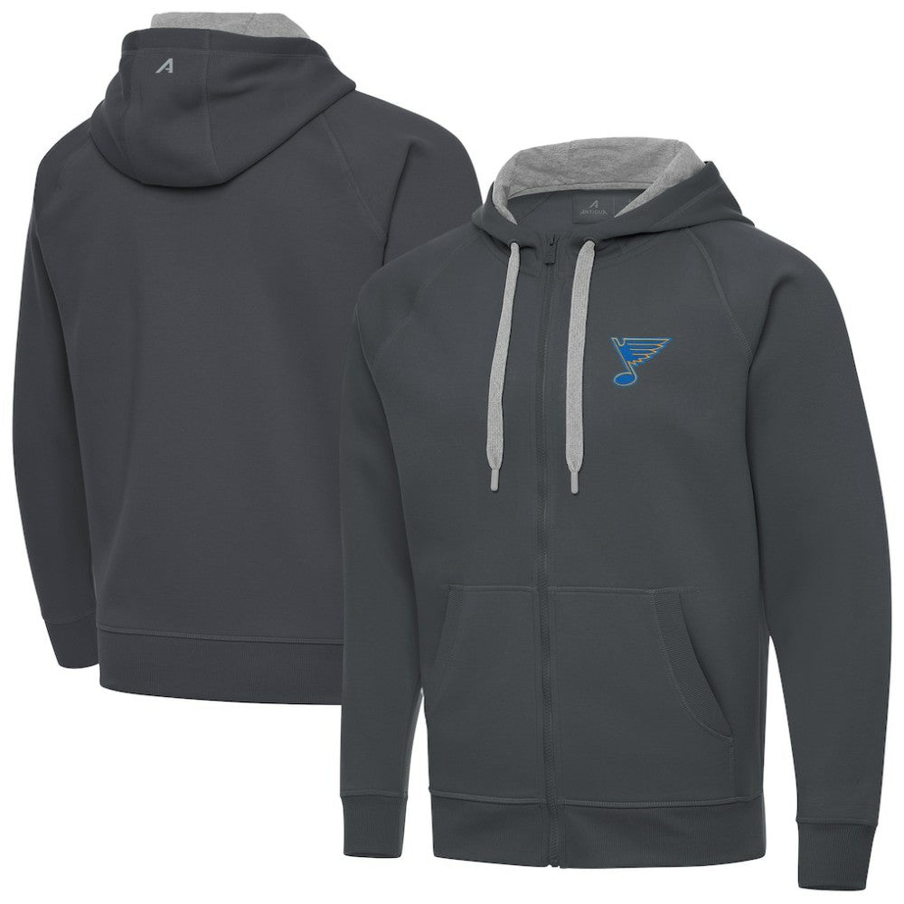 St. Louis Blues Antigua Victory Full-Zip Hoodie - Charcoal Hoodies