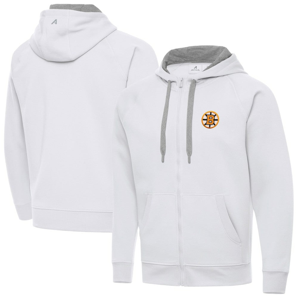 Boston Bruins Antigua Victory Full-Zip Hoodie - White Hoodies