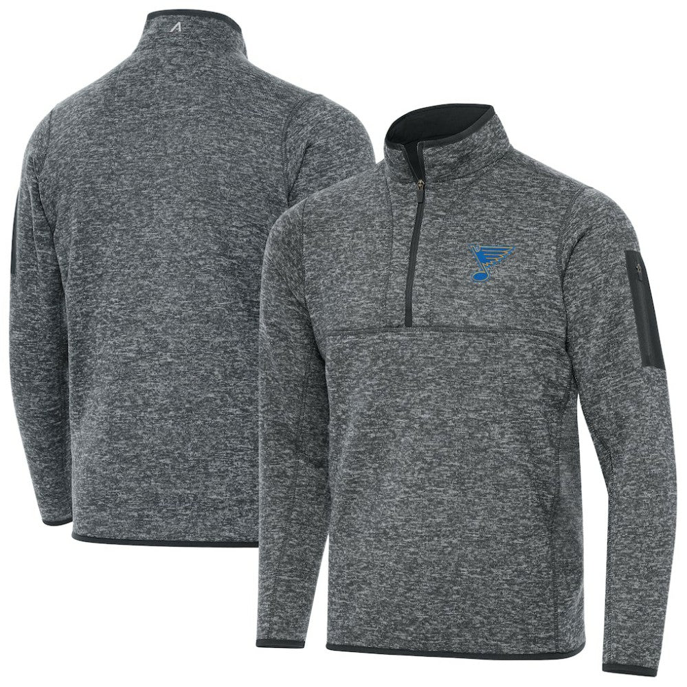 St. Louis Blues Antigua Fortune Quarter-Zip Pullover Jacket - Heather Gray Pullover