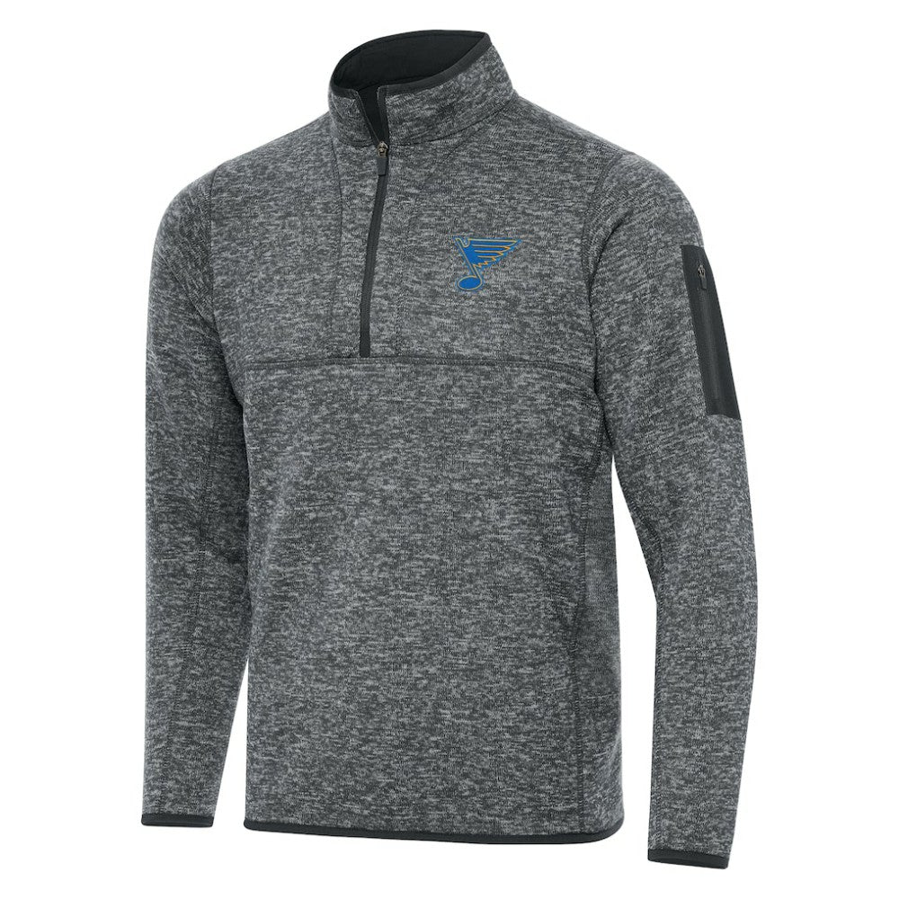 St. Louis Blues Antigua Fortune Quarter-Zip Pullover Jacket - Heather Gray Pullover