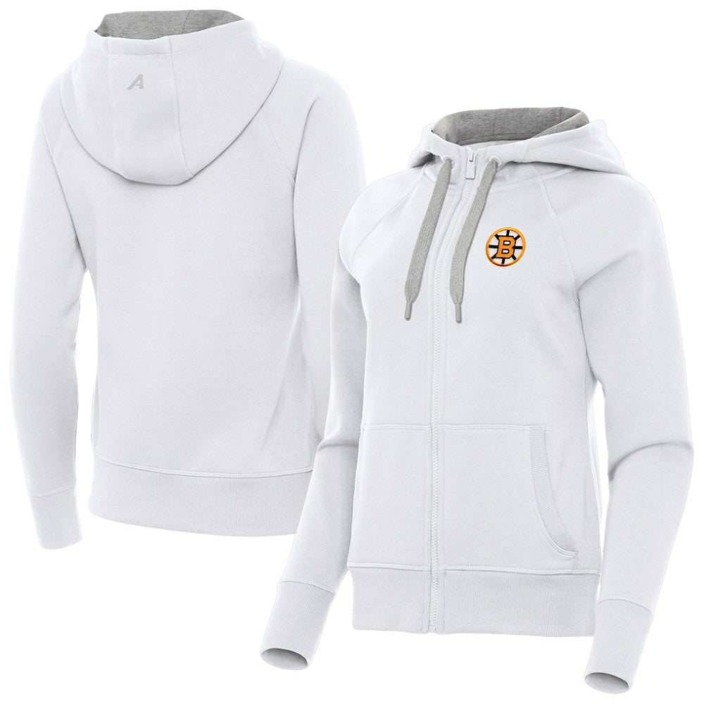 Boston Bruins Antigua Women's Victory Full-Zip Hoodie - White Hoodies
