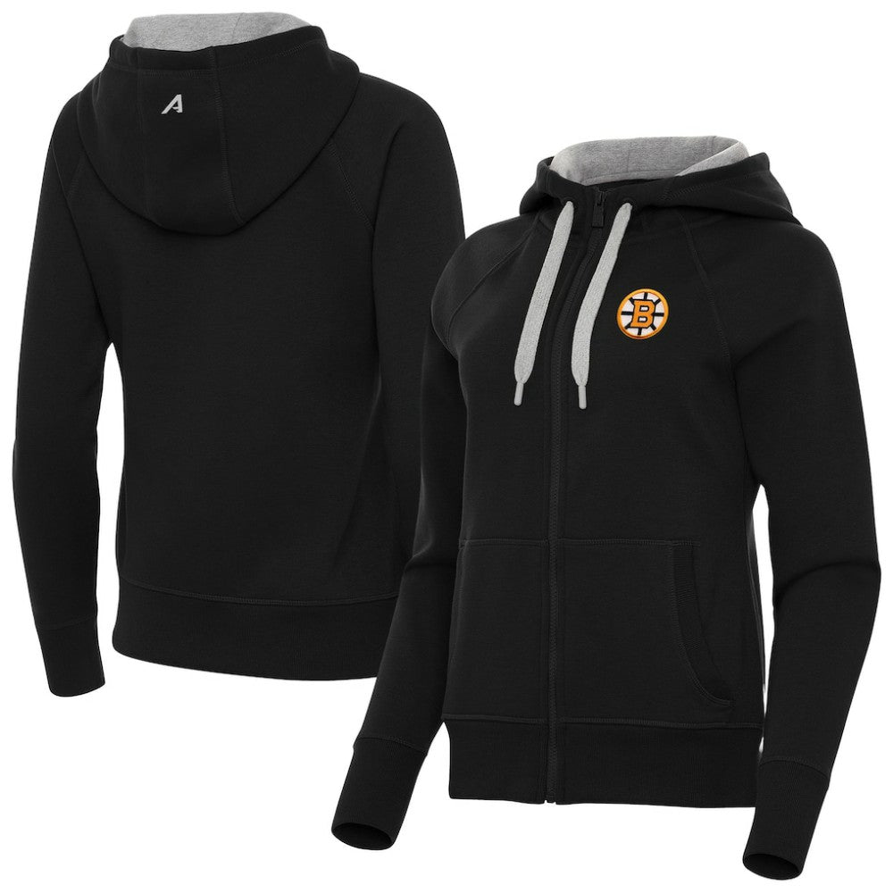 Boston Bruins Antigua Women's Victory Full-Zip Hoodie - Black Hoodies